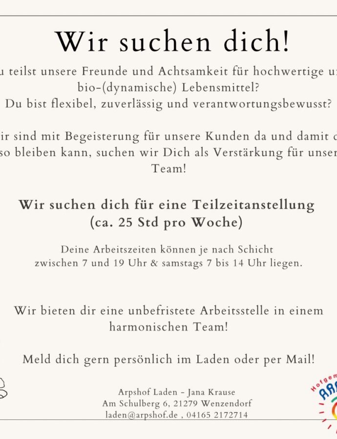 Liebe Grüße aus unserem Hofladen – Jana sucht Unterstützung